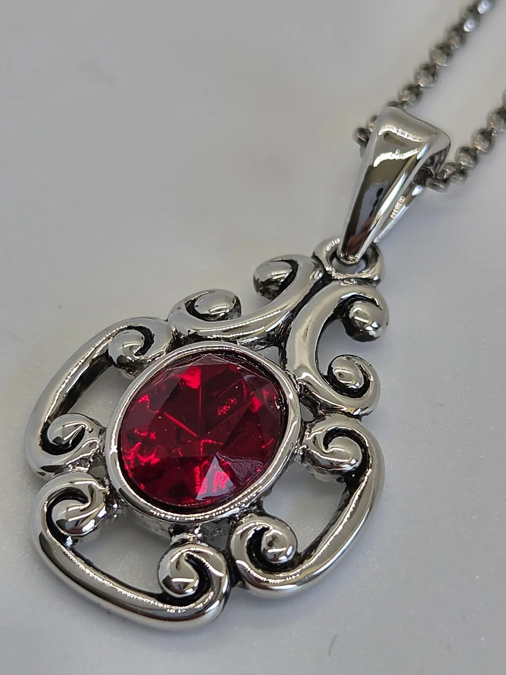 NWT Lia Sophia Silver-Tone Necklace & Earrings with Red Stones